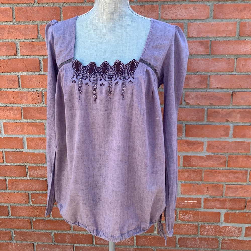 Peasant embroidered cotton top.